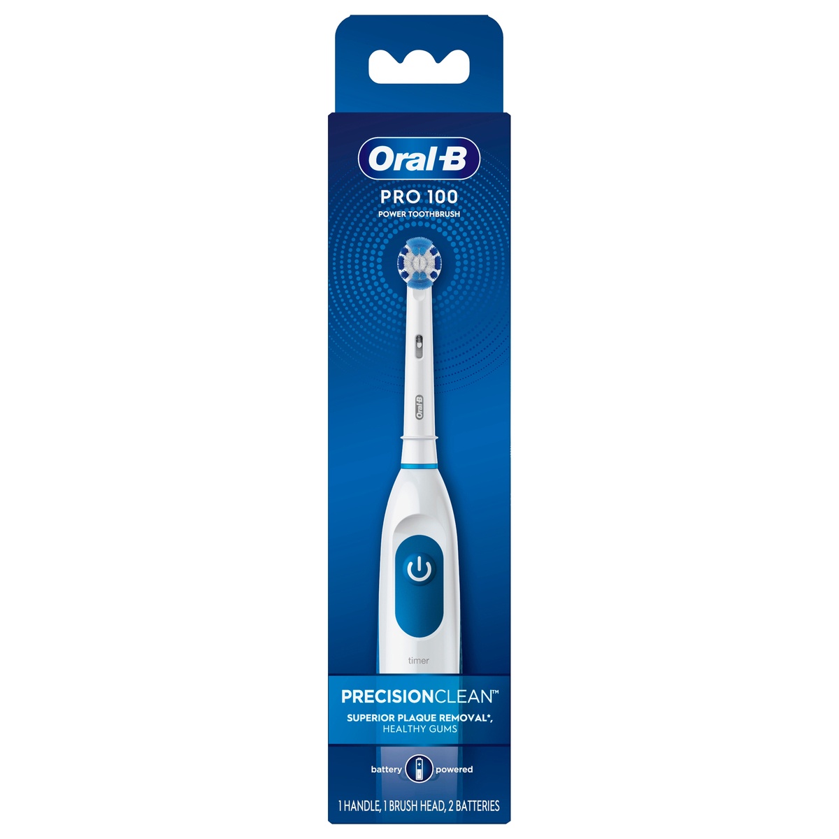 slide 1 of 9, Oral-B Pro 100 Precision Clean Battery Powered Toothbrush, 1 ct