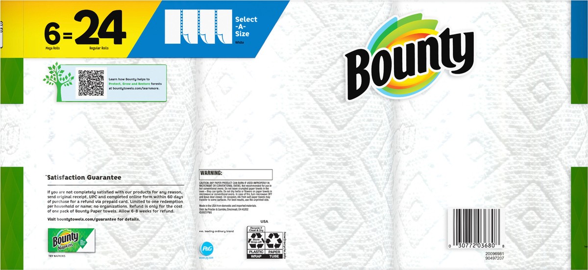 slide 4 of 5, Bounty Select-A-Size Mega Paper Towel Rolls, 6 ct