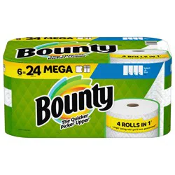 Bounty Select-A-Size Paper Towels, 6 Mega Rolls, White, 180 Sheets Per Roll