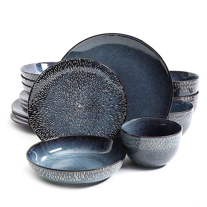 slide 1 of 1, Gibson Elite Matisse Dinnerware Set - Cobalt, 16 ct