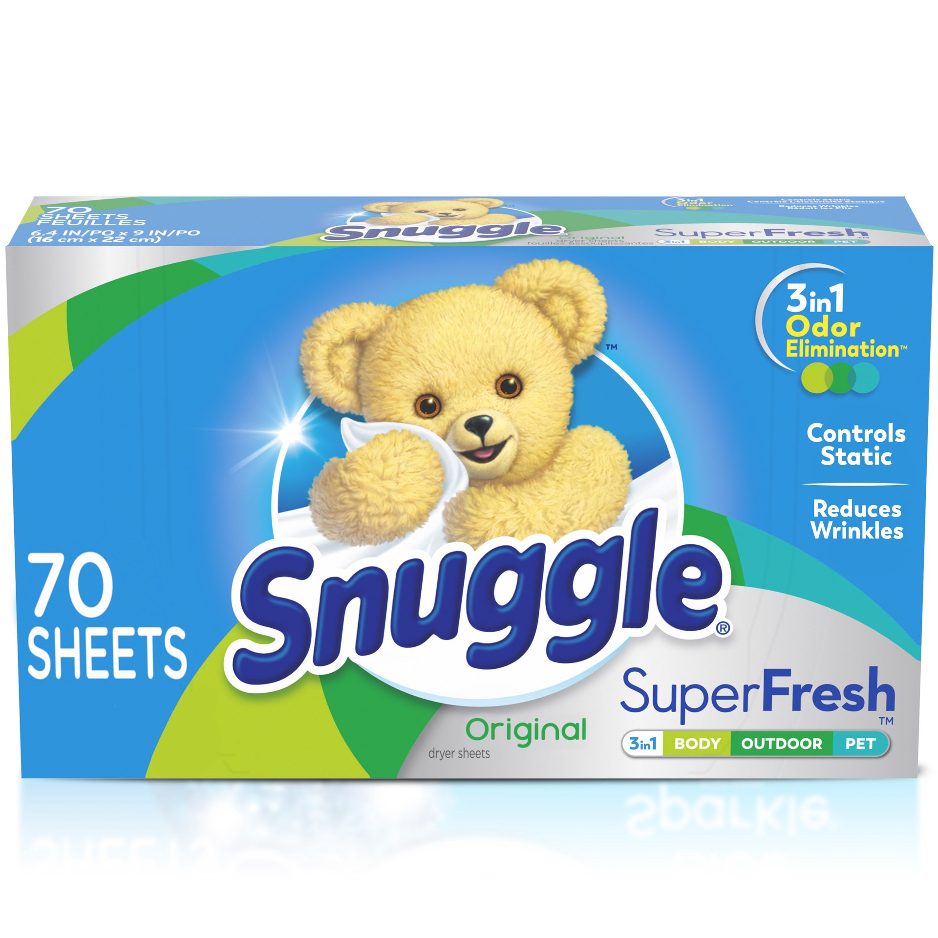 slide 2 of 3, Snuggle Plus SuperFresh Fabric Softener Dryer Sheets with Static Control and Odor Eliminating Technology, Original, 70 Count, 70 ct