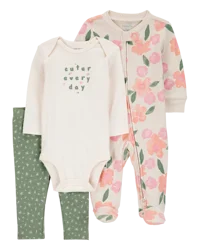 Carter's Baby 3-Piece Floral Multi-Piece Set Pink NB