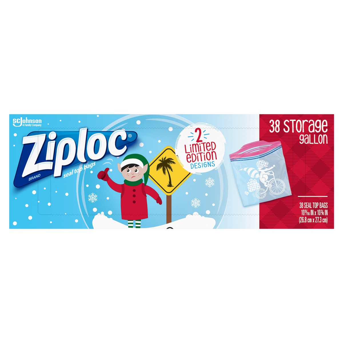 slide 1 of 6, Ziploc Brand Storage Bags Holiday, Gallon, 38 Count, 38 ct