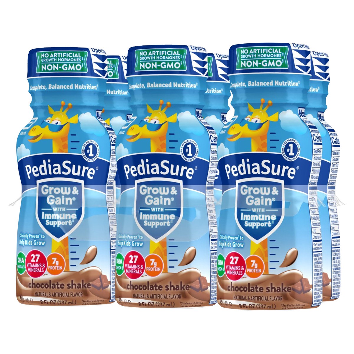 slide 5 of 5, PediaSure Grow & Gain Nutritional Shake Chocolate Ready-to-Drink 6-8 fl. oz. Bottles, 6 ct; 8 fl oz