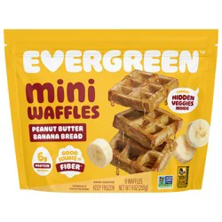 Evergreen Mini Waffles, Peanut Butter & Banana, 9 ct