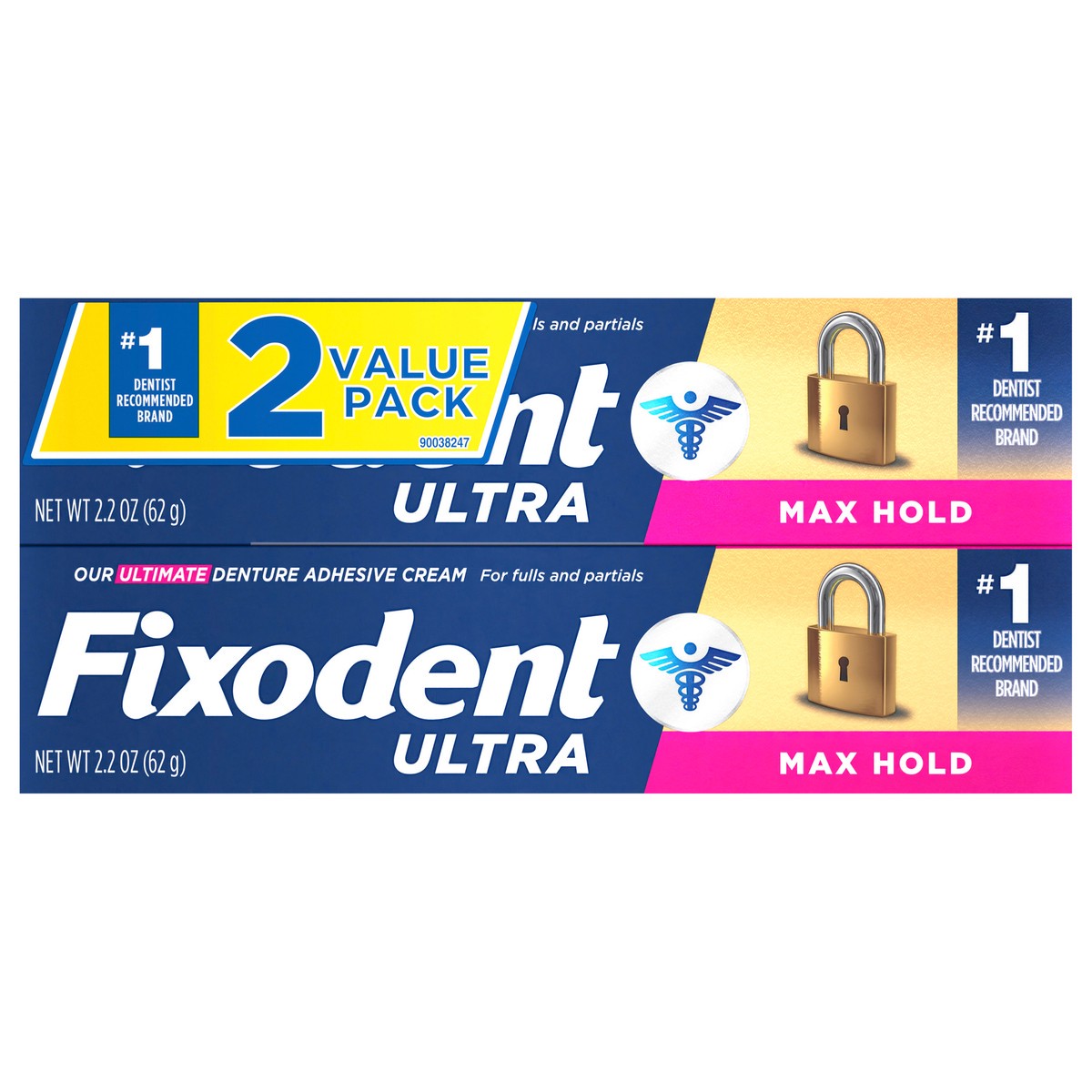 slide 6 of 6, Fixodent Ultra Max Hold Secure Denture Adhesive 2.2oz (Twin Pack), 2 ct