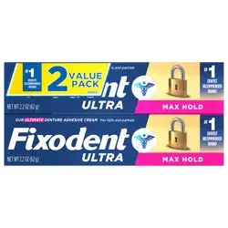 Fixodent Ultra Max Hold Secure Denture Adhesive 2.2oz (Twin Pack)