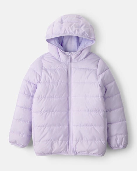 slide 1 of 2, Carter's Kid Hooded Puffer Jacket - Purple Lavender 4, 1 ct