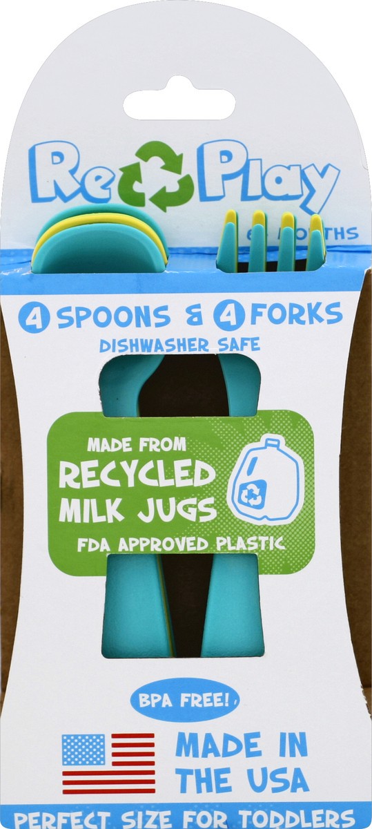 slide 1 of 3, Re-Play Fork and Spoon Set, 8 ct