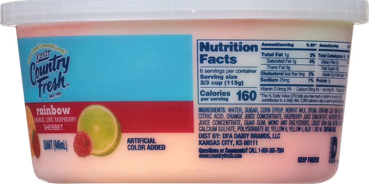 slide 12 of 13, Country Fresh Rainbow Orange/Lime/Raspberry Sherbet 1 qt, 1 qt