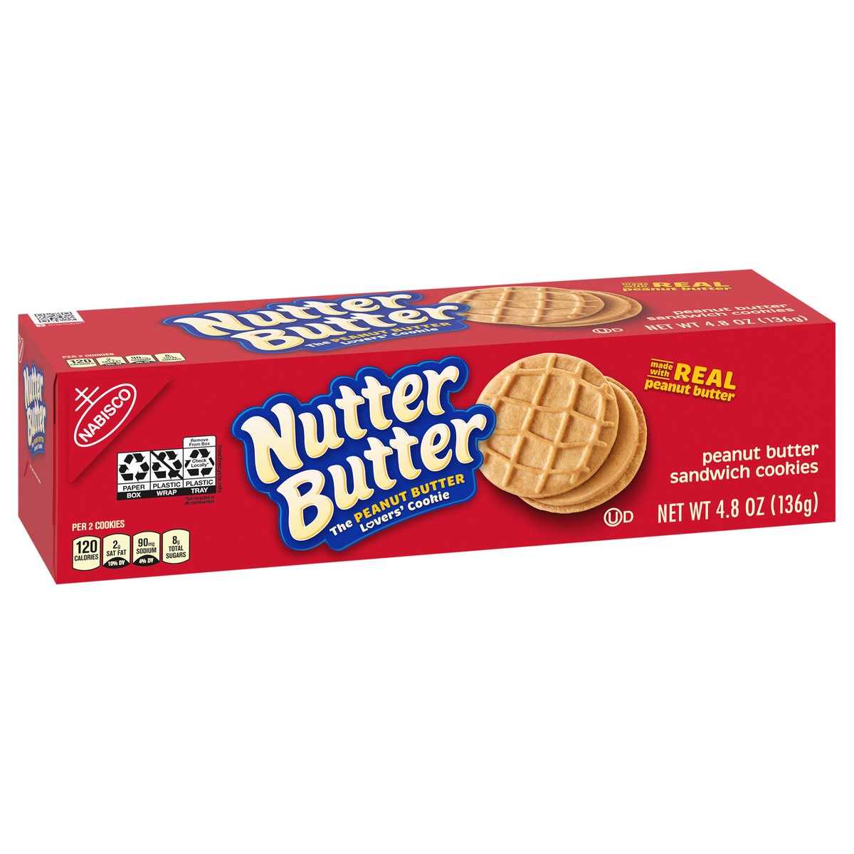 slide 3 of 9, Nutter Butter Peanut Butter Sandwich Cookies, 4.8 oz, 0.3 lb