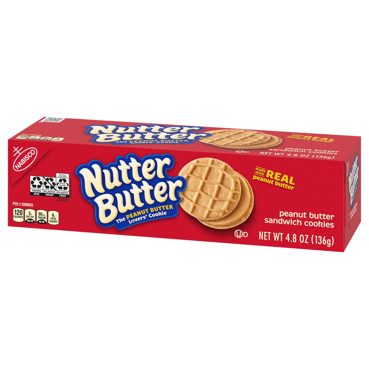 slide 2 of 9, Nutter Butter Peanut Butter Sandwich Cookies, 4.8 oz, 0.3 lb