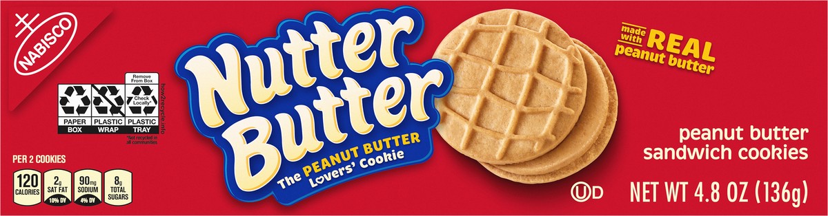 slide 6 of 9, Nutter Butter Peanut Butter Sandwich Cookies, 4.8 oz, 0.3 lb