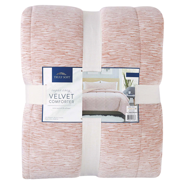 slide 1 of 1, Truly Soft Velvet Comforter - Blush, 1 ct