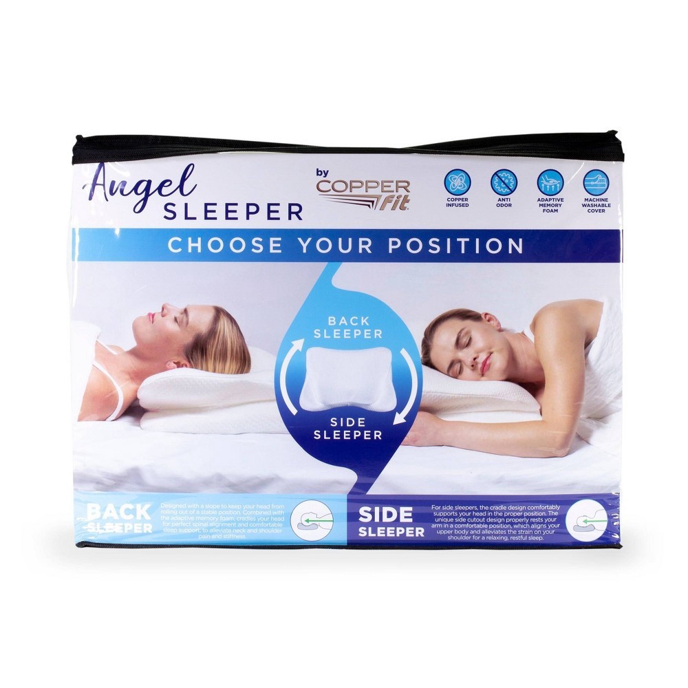 slide 2 of 7, Copper Fit Angel Sleeper Reversible Standard Pillow, 1 ct