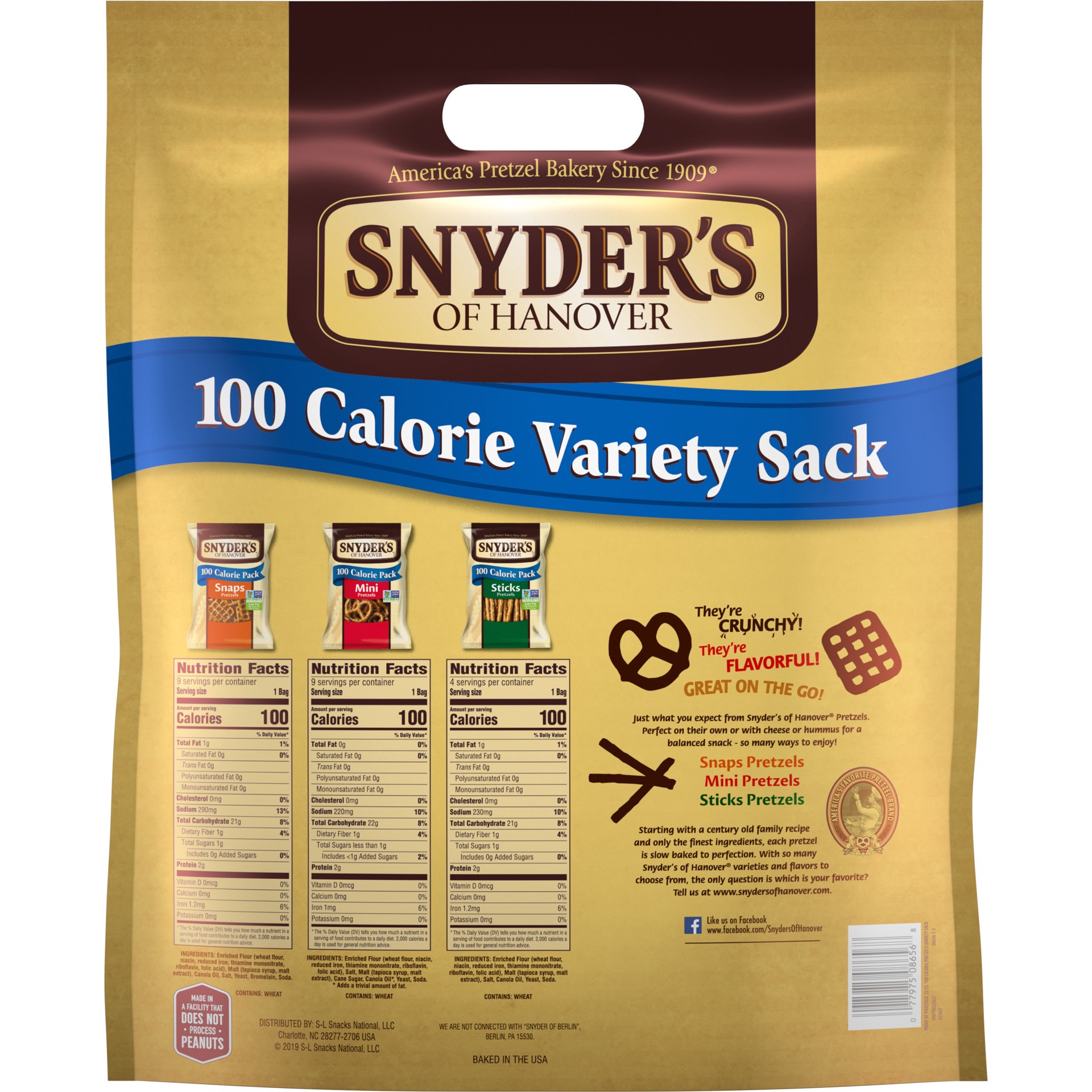 slide 2 of 5, Snyder's of Hanover Pretzels, Variety Pack of 100 Calorie Individual Packs, 22 Ct, 20.24 oz