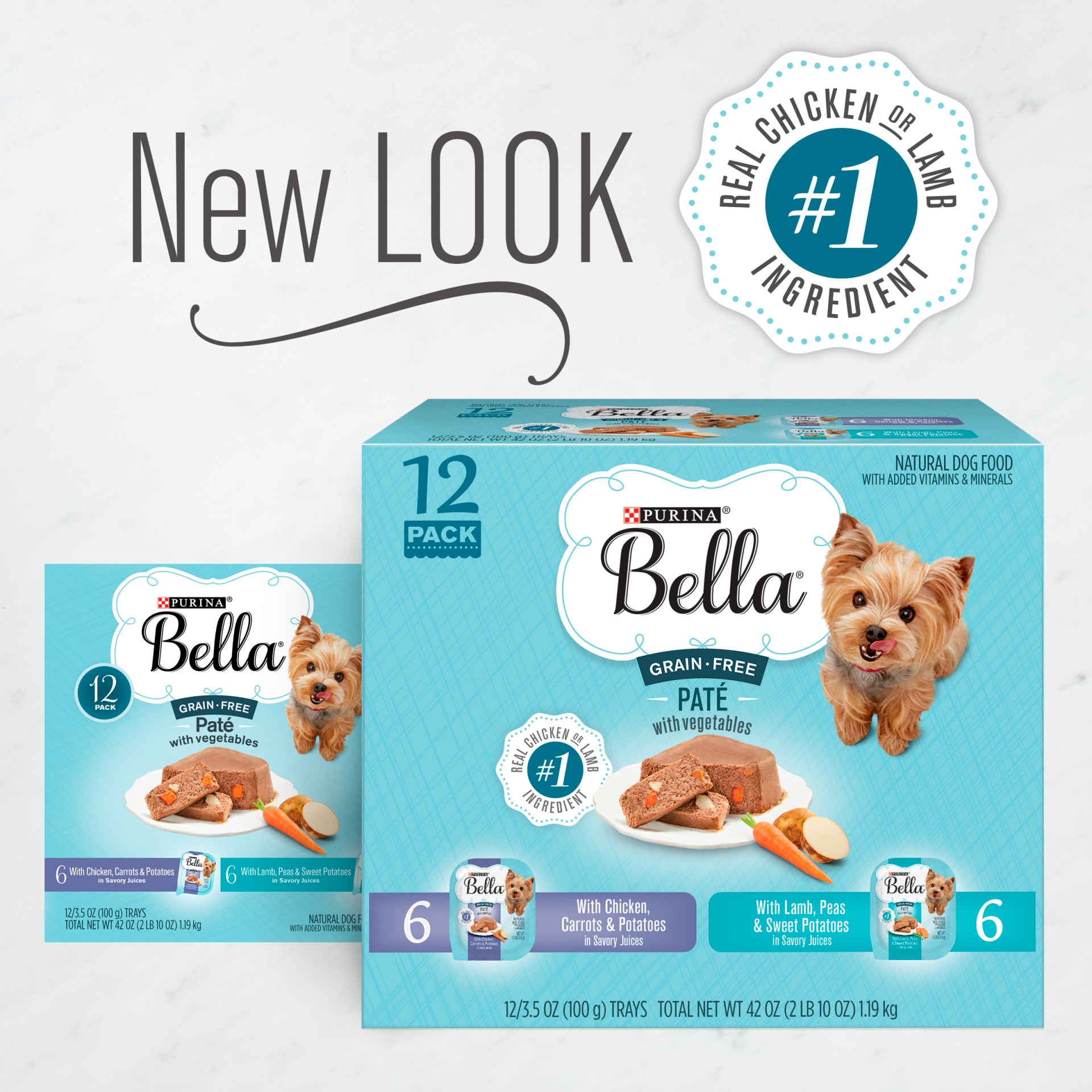 Purina Bella Grain Free Pate With Chicken & Lamb Adult Wet Dog Food Variety Pack, (12) Trays 3.5