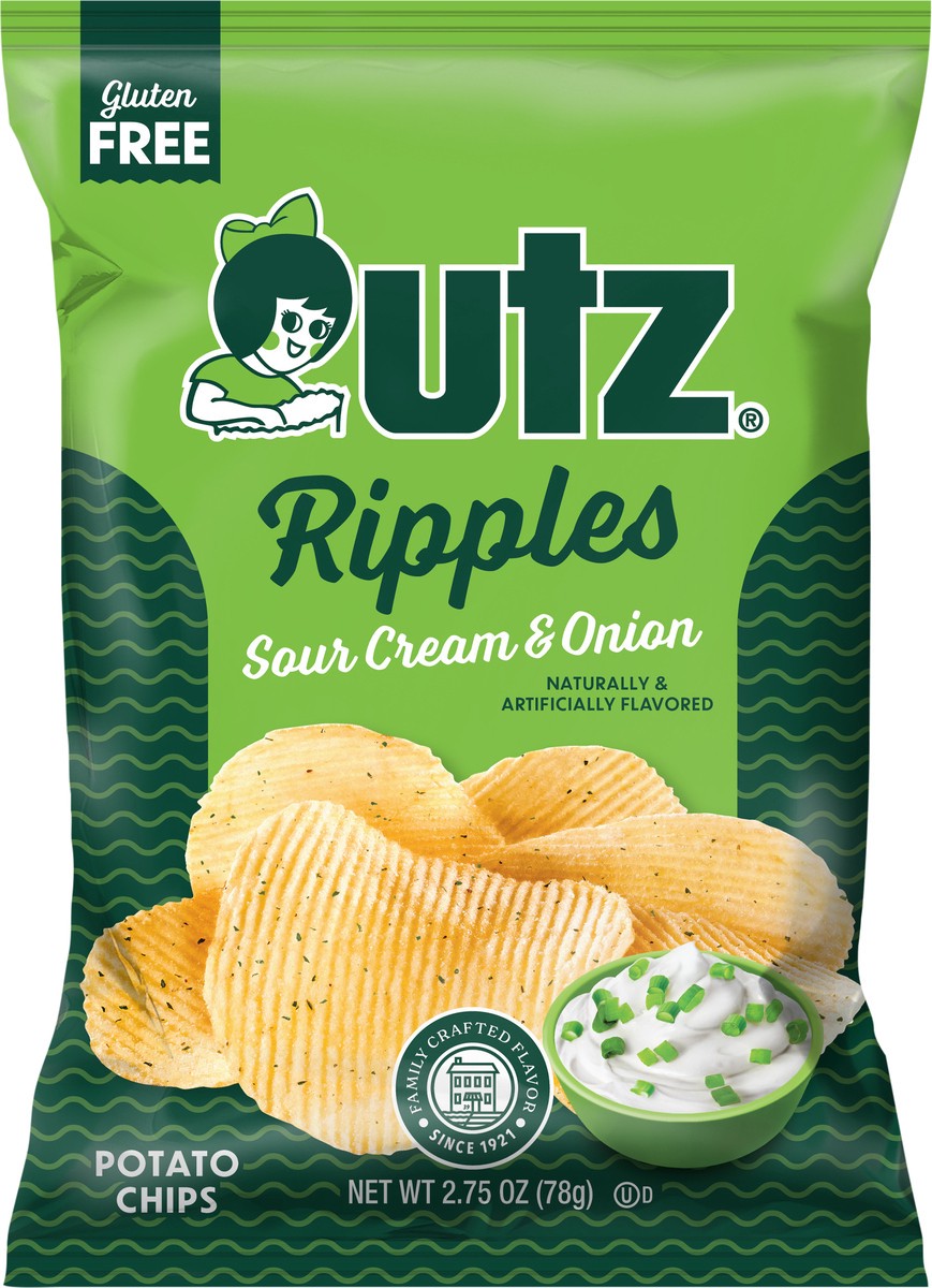 slide 2 of 7, Utz 2.75 oz Utz Ripples Sour Cream & Onion Potato Chips, 2.75 oz