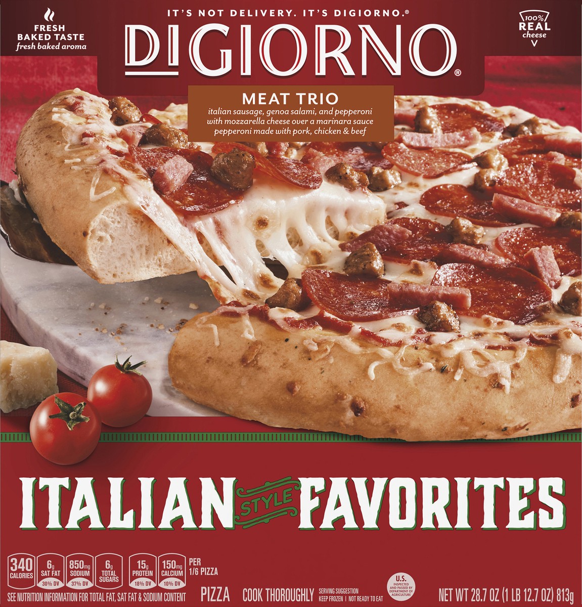 slide 2 of 10, DiGiorno Italian Style Favorites Meat Trio Pizza 28.7 oz, 28.7 oz