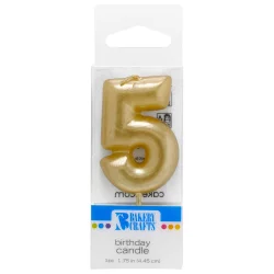Bakery Crafts Gold Numeral Five Birthday Candle