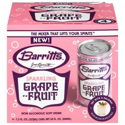 Barritt's Sparkling Non-Alcoholic Grapefruit Soft Drink - 4 x 7.5 fl oz Cans