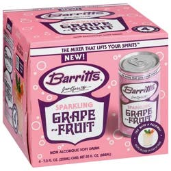 Barritt's Sparkling Non Alcoholic Grape Fruit Soft Drink 4 - 7.5 fl oz Cans