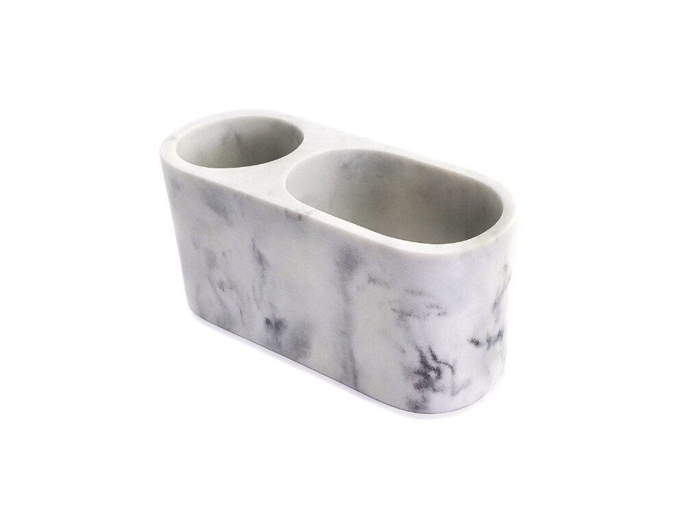 slide 1 of 1, Splash Home Truo Marble Vanity Organizer + Toothbrush Holder, 1 ct