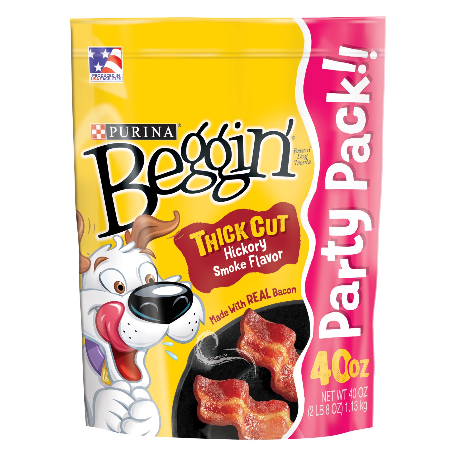 slide 1 of 8, Beggin' Thick Cut Hickory Smoked Flavor Dog Snacks, 40 oz