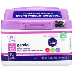 Tippy Toes 0 to 12 Months Gentle Premium Milk-Based Powder with Iron Baby Infant Formula 21.5 oz