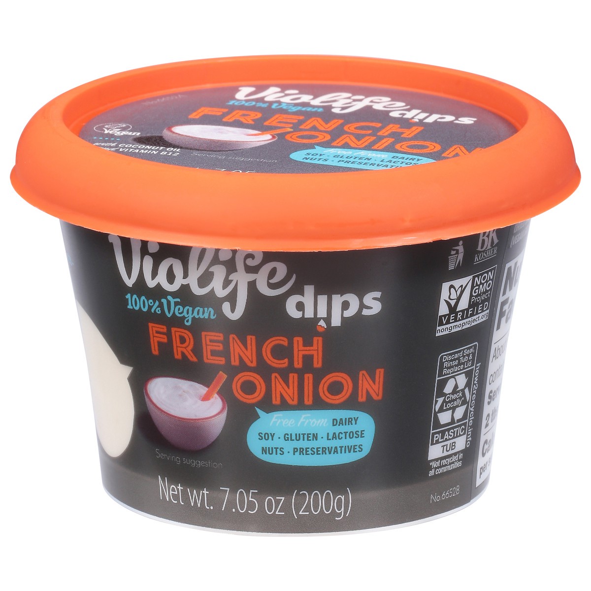 slide 9 of 9, Violife Just like French Onion Dip, Dairy-Free Vegan 7.05 oz Tub, 75 oz