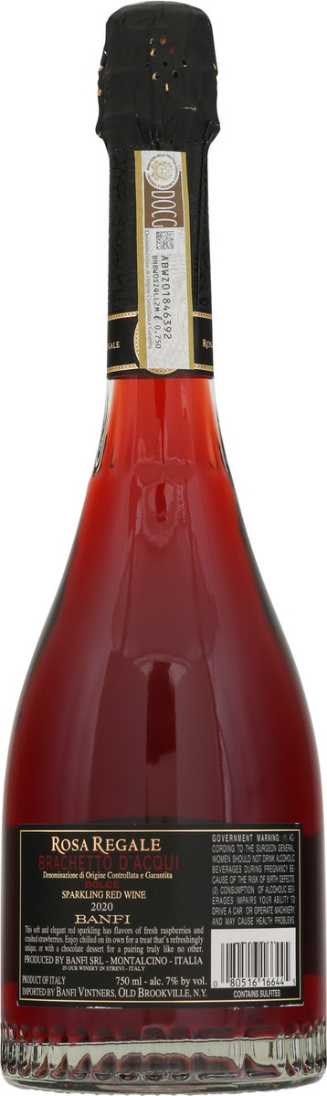 slide 6 of 12, Banfi The Rosa Regale Sparkling Red is made of 100% Brachetto from the acclaimed Rosa vineyard in Aqui Terme, Piedmont. This wine is love at first sip and is a perpetual crowd pleaser, 750 mL