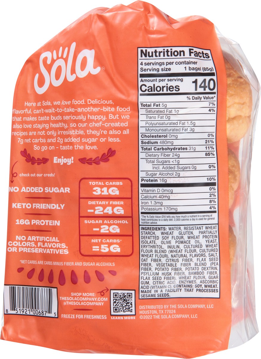 slide 3 of 9, Sola Plain Bagels, High Protein, Low Carb, 4 ct; 12 oz