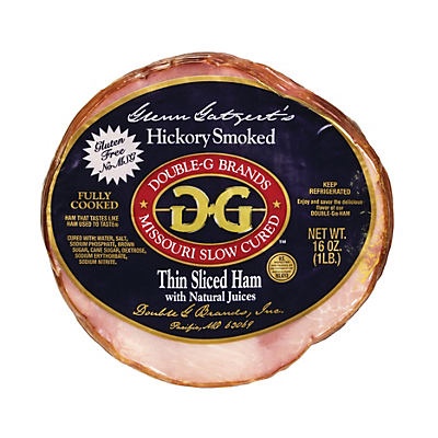 slide 1 of 1, Double G Thin Sliced Ham, 16 oz