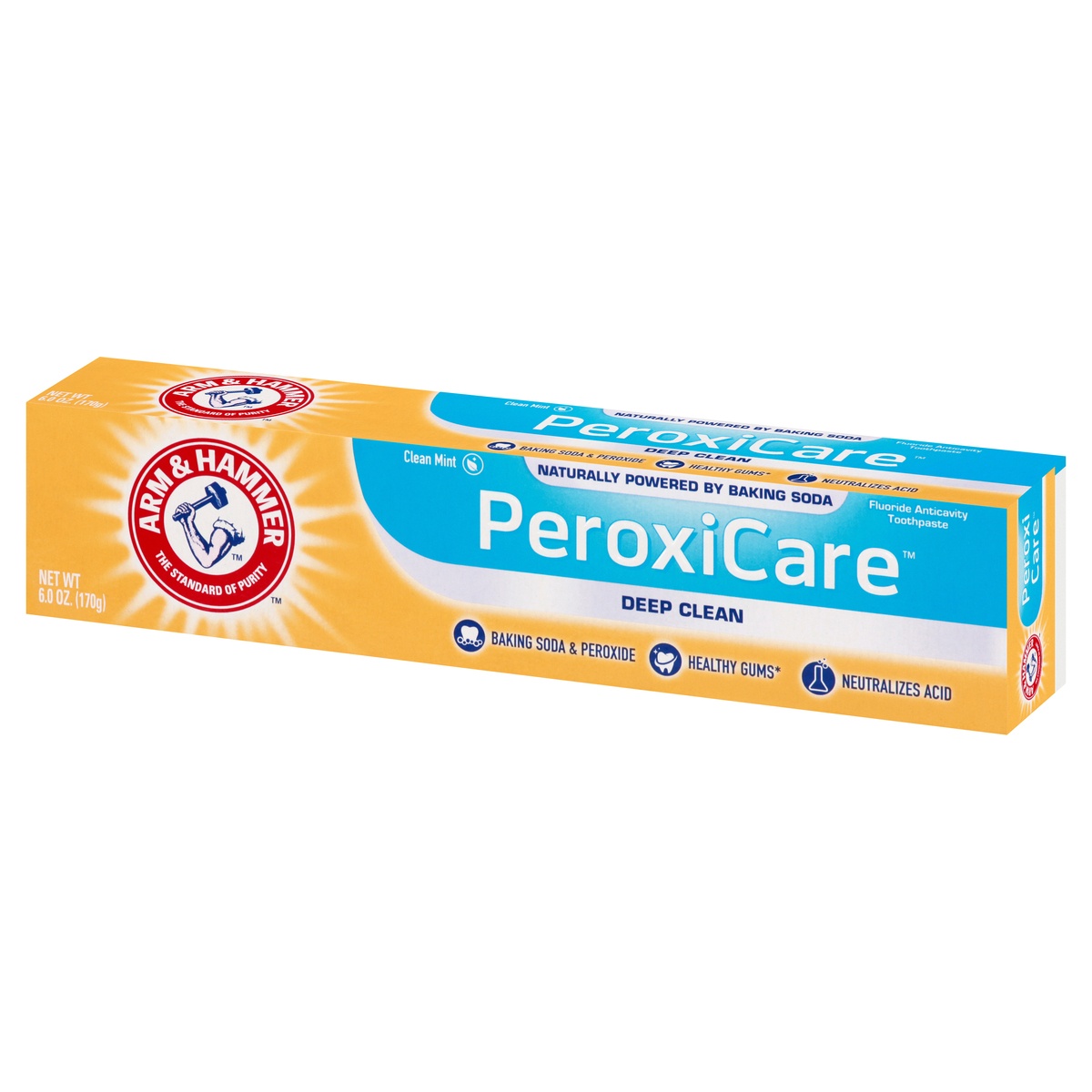slide 3 of 10, ARM & HAMMER PeroxiCare Healthy Gums Baking Soda & Peroxide Fresh Mint Toothpaste, 6 oz