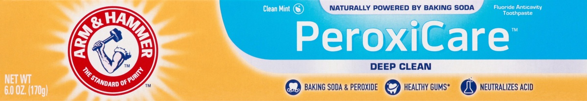 slide 5 of 10, ARM & HAMMER PeroxiCare Healthy Gums Baking Soda & Peroxide Fresh Mint Toothpaste, 6 oz