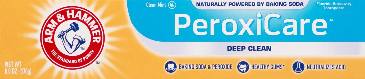 slide 8 of 10, ARM & HAMMER PeroxiCare Healthy Gums Baking Soda & Peroxide Fresh Mint Toothpaste, 6 oz
