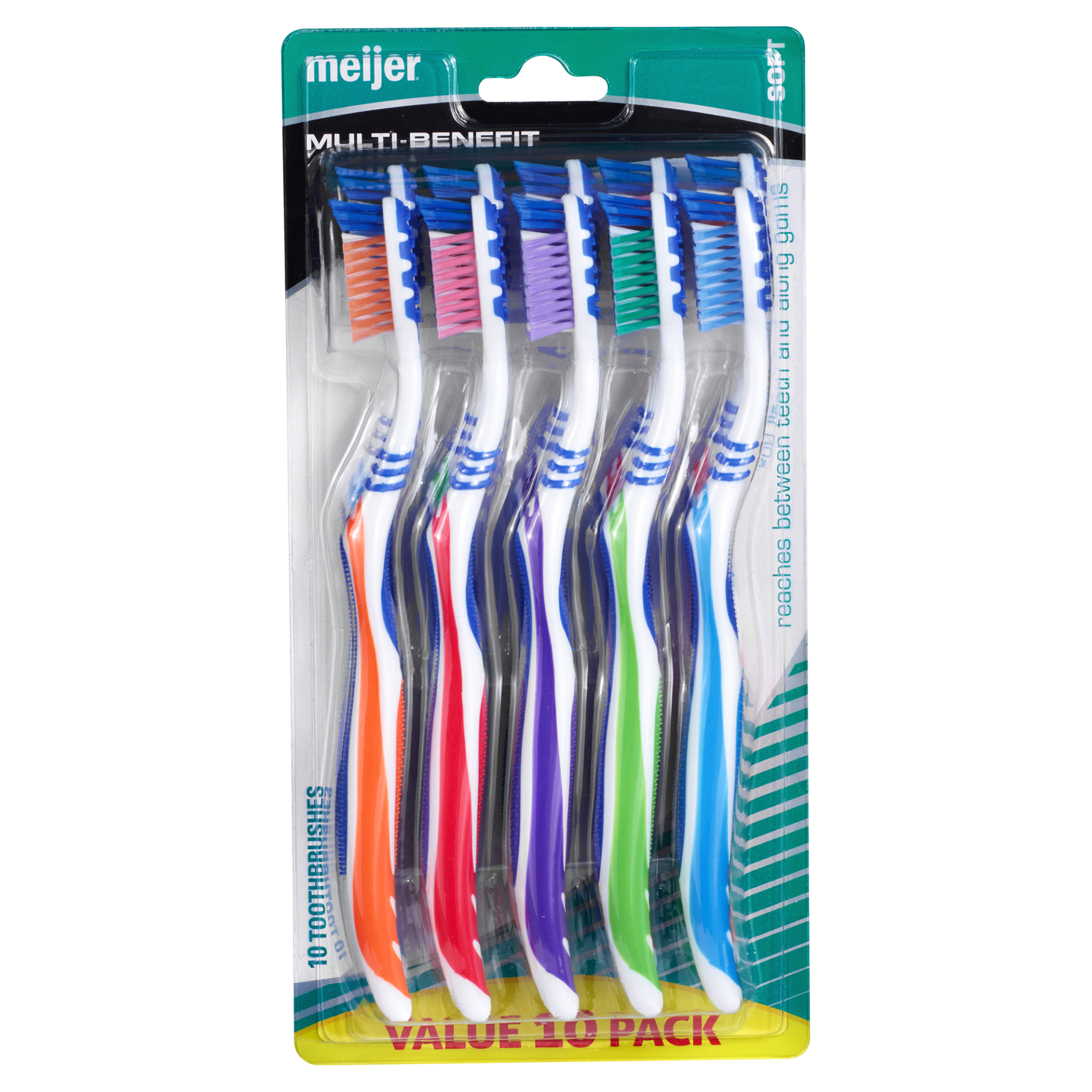 slide 1 of 2, Meijer Multi-Benefit Soft Toothbrushes, 10 ct