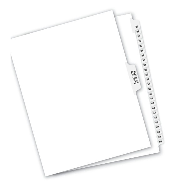 slide 5 of 6, Avery® Premium Collated Legal Dividers Avery® Style, Side-Tab, 26-50 & Table Of Contents, 8-1/2"" x 11"", 1 ct