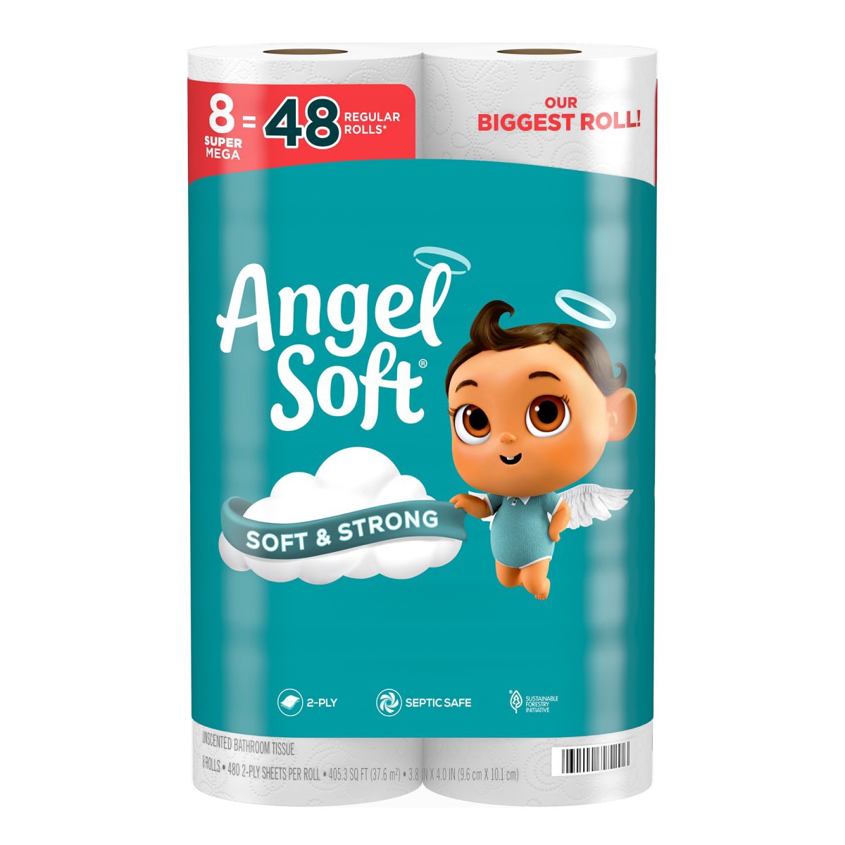 slide 1 of 5, Angel Soft Toilet Paper, 8 Mega Xl Rolls, 405.30 FTK