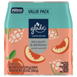 Glade Automatic Spray Refill, Juicy Peach & Elderflower, 12.4 oz, 2 count