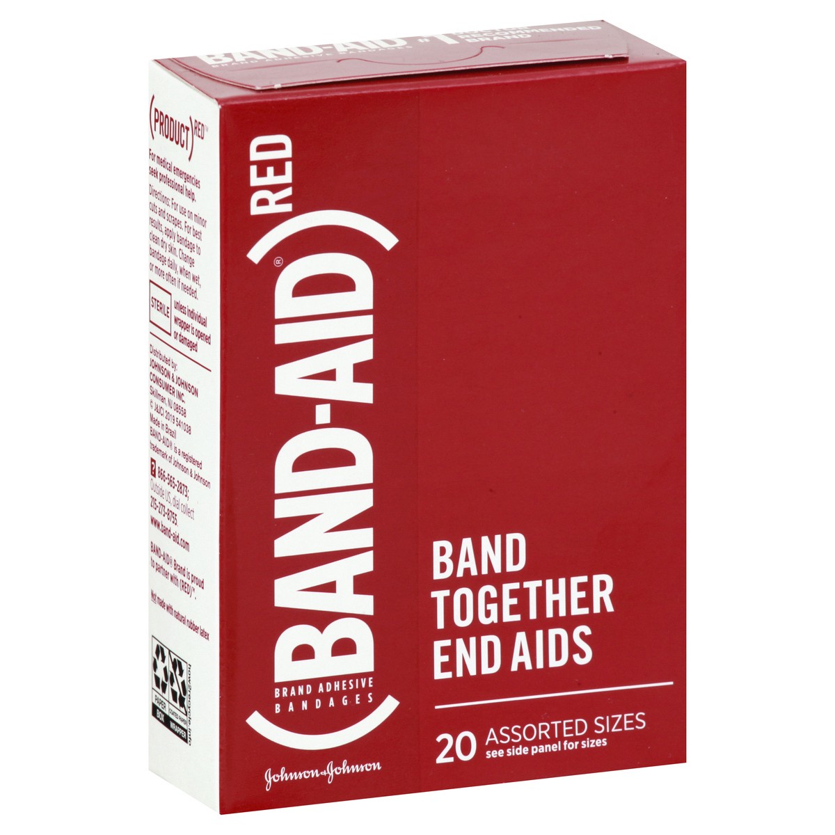 slide 2 of 9, BAND-AID Adhesive Bandages Featuring (Red), Wound Care Protection of Minor Cuts & Scrapes for All Ages, Help Support the Fight to End AIDS, Assorted Sizes, 20 ct, 20 ct