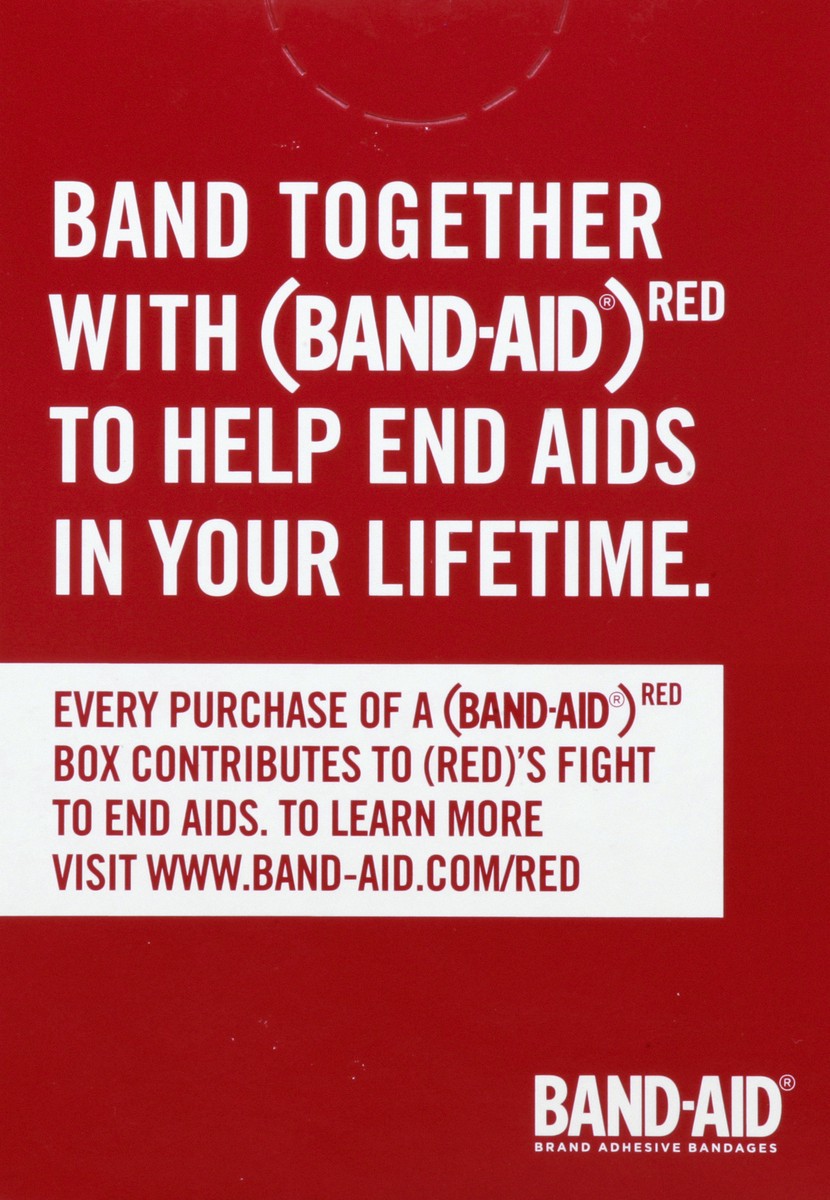 slide 5 of 9, BAND-AID Adhesive Bandages Featuring (Red), Wound Care Protection of Minor Cuts & Scrapes for All Ages, Help Support the Fight to End AIDS, Assorted Sizes, 20 ct, 20 ct