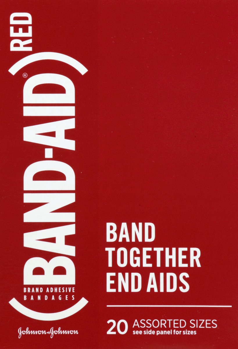 slide 7 of 9, BAND-AID Adhesive Bandages Featuring (Red), Wound Care Protection of Minor Cuts & Scrapes for All Ages, Help Support the Fight to End AIDS, Assorted Sizes, 20 ct, 20 ct