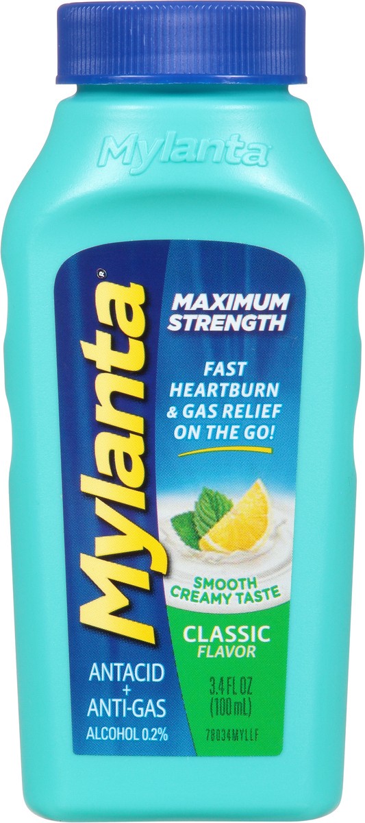 slide 1 of 12, Mylanta Maximum Strength Classic Flavor Antacid + Anti-Gas 3.4 oz, 3.4 oz