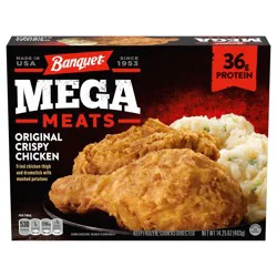 Banquet Mega Meats Original Crispy Chicken with Homestyle Mashed Potatoes, Frozen Meal, 14.25 oz.