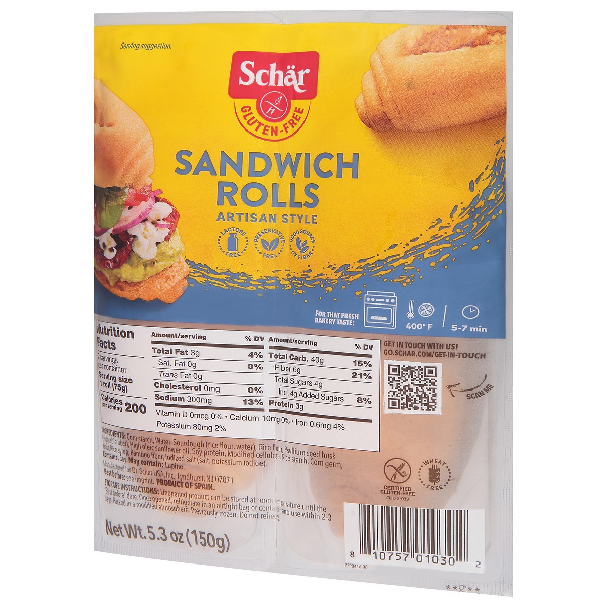 slide 9 of 9, Schär Gluten-Free Artisan Style Sandwich Rolls 5.3 oz, 5.3 oz