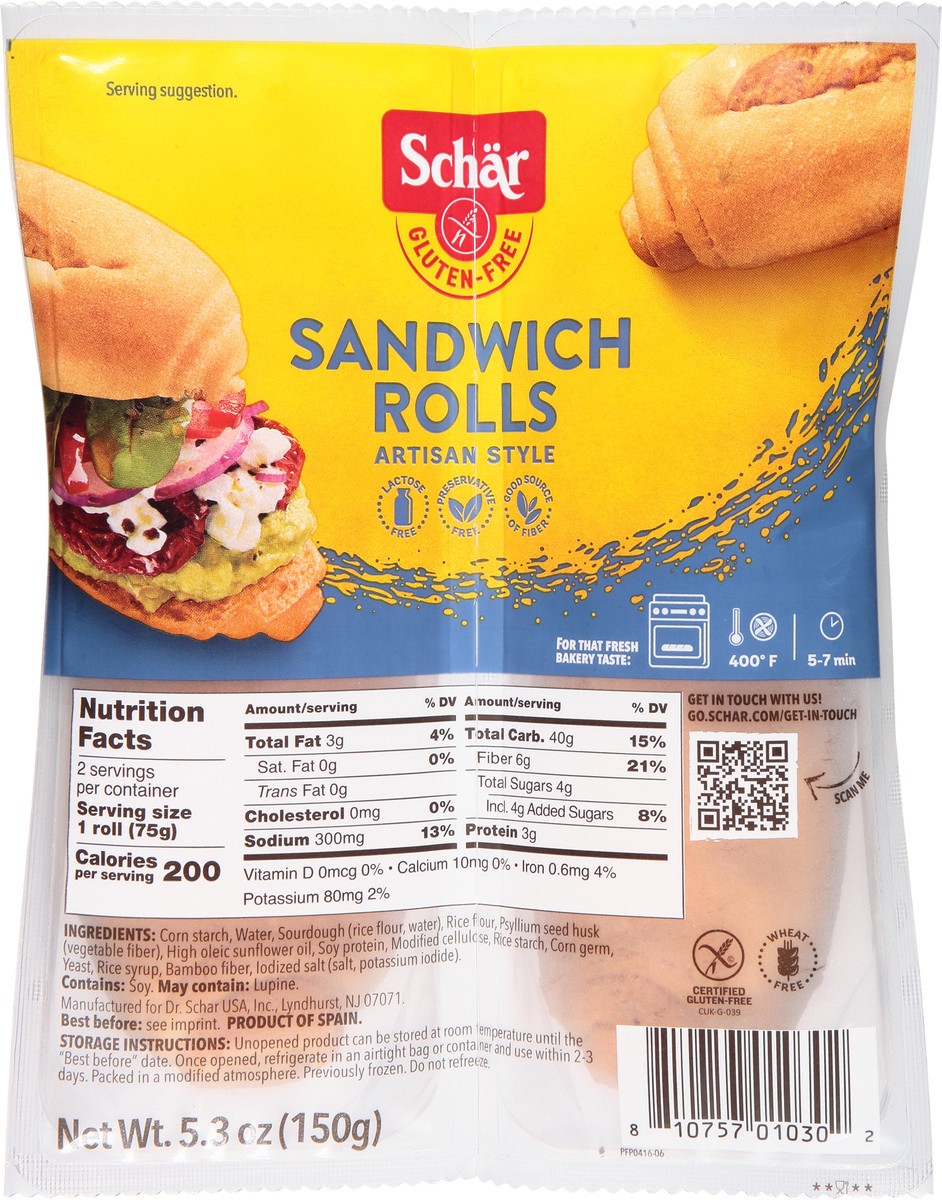 slide 4 of 9, Schär Gluten-Free Artisan Style Sandwich Rolls 5.3 oz, 5.3 oz