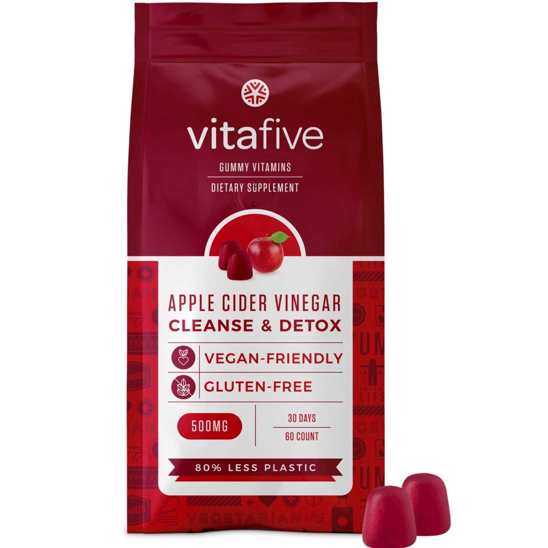 slide 1 of 10, vitafive Gummy Vitamins, Apple Cider Vinegar Cleanse & Detox, 500mg, 60 ct