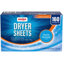 Meijer Fabric Softener Dryer Sheets, Linen Breeze