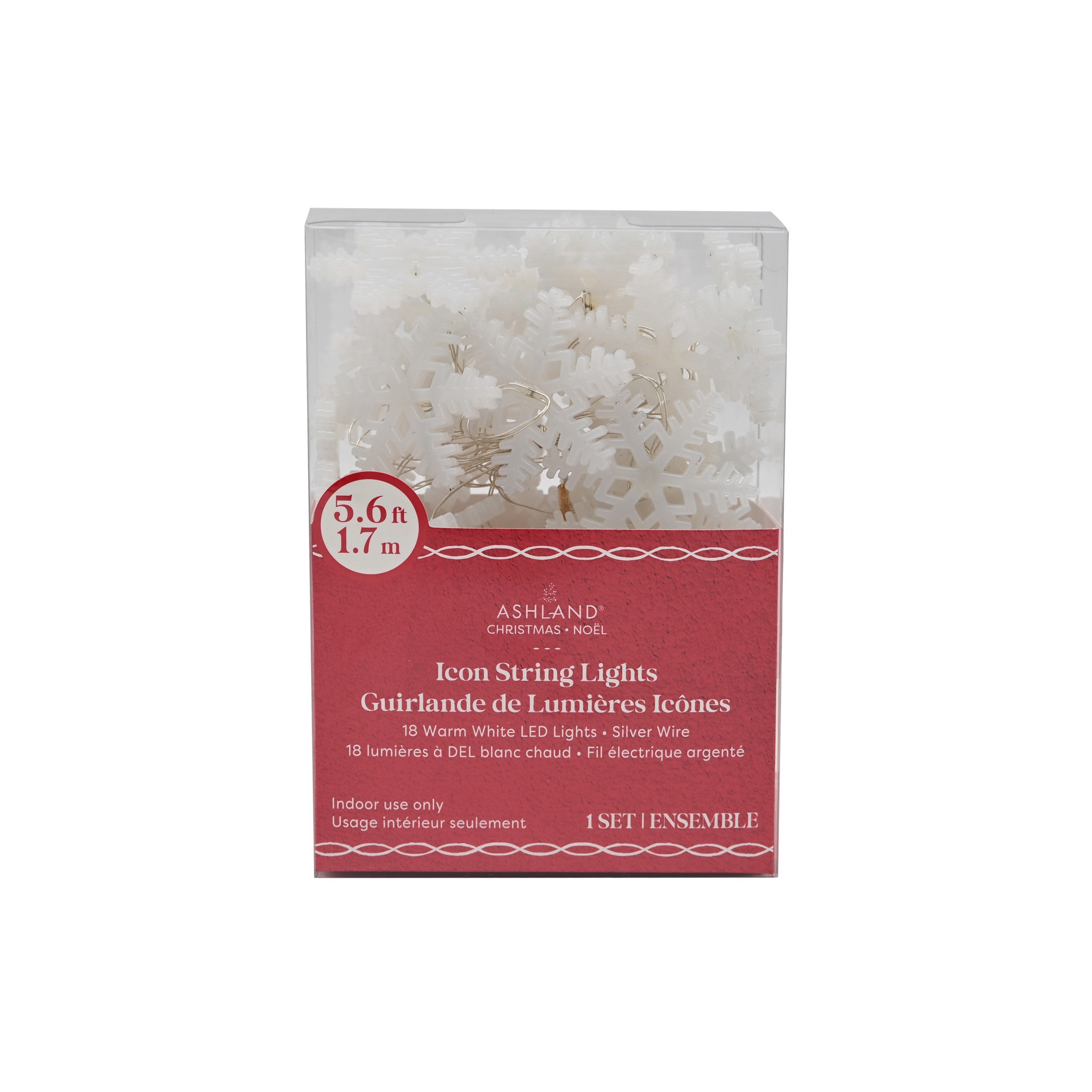 slide 2 of 3, 18ct. Warm White Led White Snowflake String Lights On Silver Wire By Ashland, 18 ct